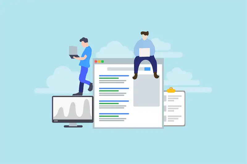 People researching on browser with search listings